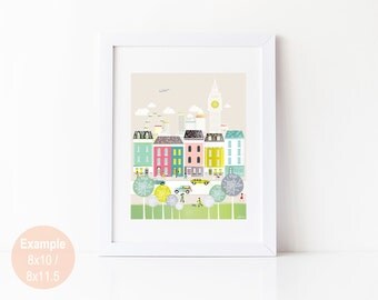 London Print - London Art Print, Wall Art, Big Ben, Travel Art, Cityscape illustration, Home decor, Nursery, Gift for her, Christmas Gift