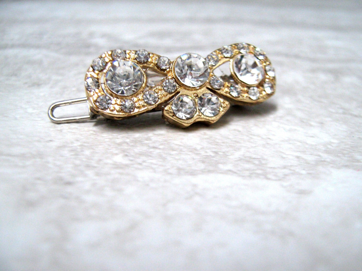 Rhinestone BarretteSmall Delicate Hair Clip in Silver or