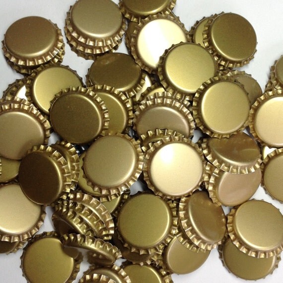 Group of 97 New Unused Uncrimped Gold Bottle Caps by DontTellMama