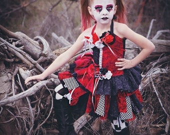 Harley Quinn Harlequin Goth Fairy Costume Queen of Hearts Costume Custom made to order. Costume for Halloween. Party Costume. Harley Quinn