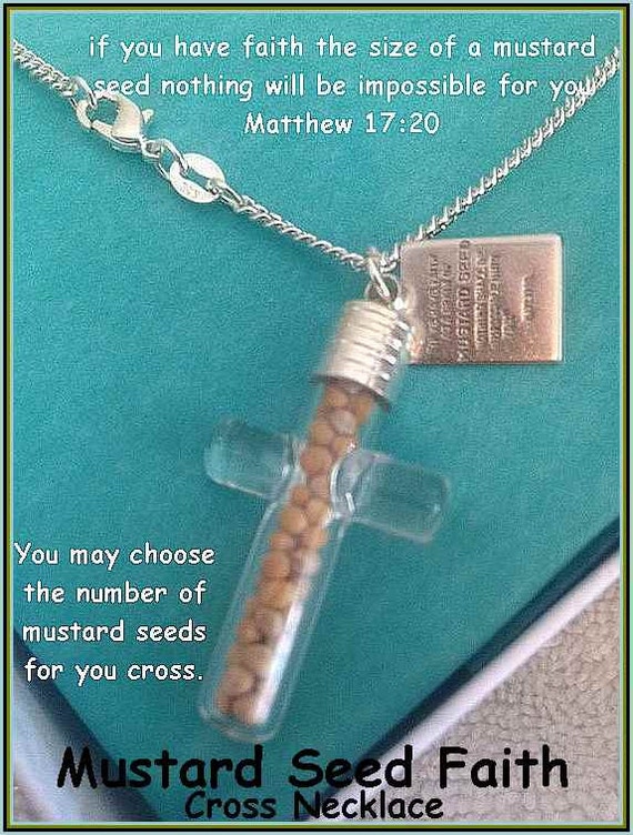 Religious Jewelry Cross Mustard Seed Charm Necklace Jewelry