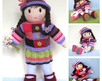 Posy Doll knitting pattern - knitted doll - Pdf INSTANT DOWNLOAD -