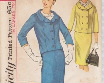 Simplicity 5828 / Vintage 60s Sewing Pattern / Jacket Skirt Suit / Size 14 Bust 34