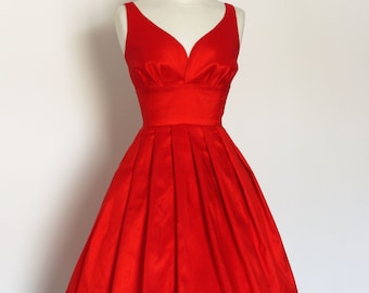 Scarlet Red Silk Dupion Prom Dress - Made by Dig For Victory