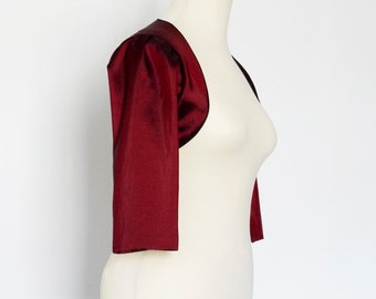 Cranberry Taffeta Bolero With Black Piping - Made by Dig For Victory