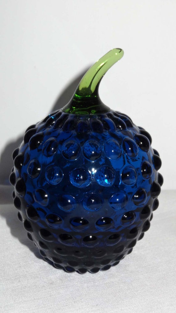 Items similar to Cobalt Blue Glass Raspberry Paperweight Office Supplies Paper Handling