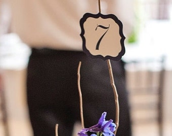 Wedding Table Numbers Small Elegant Vintage Label Design in all of my Colors for your Wedding Reception 3 x 2.5 Size
