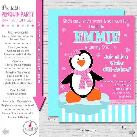 Penguin Party Invitations Printable 7