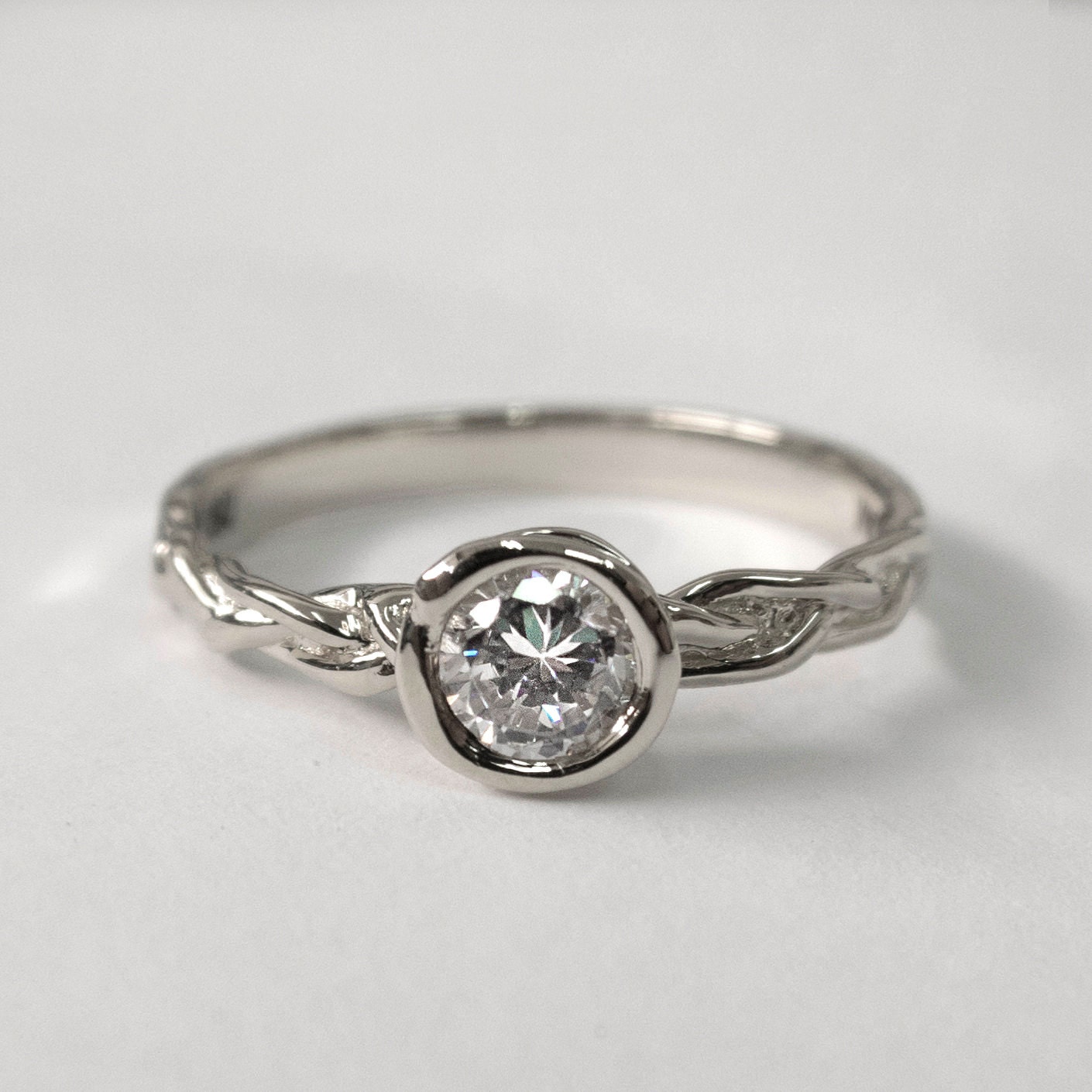 Braided Engagement Ring Platinum Engagement unisex by doronmerav