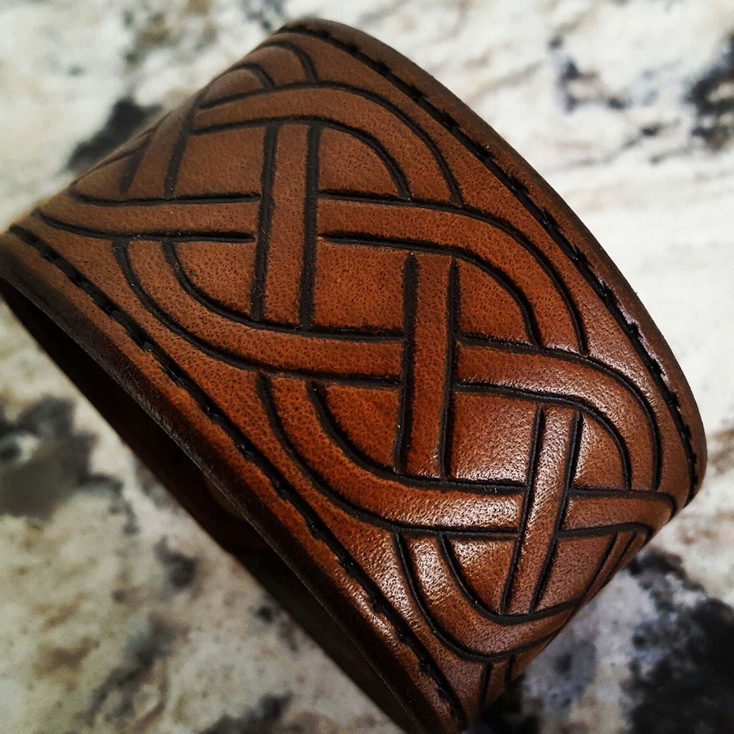 Leather CELTIC KNOT Cuff Leather Wristband Leather Cuff
