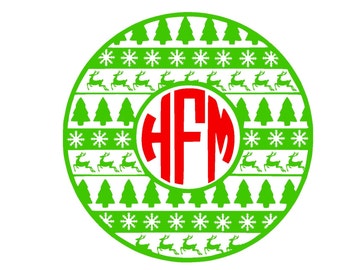 Download Chevron Christmas Ornament Monogram SVG or Silhouette Instant