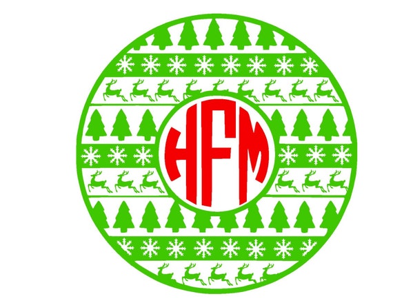 Download Items similar to Christmas Circle Monogram SVG or ...