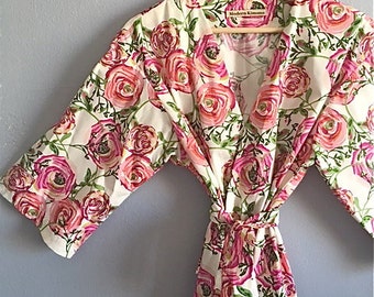 Maternity Robe. Hospital Gown. Maternity Hospital Robe. Maternity Hospital Gown. Pink Peonies. Small thru Plus Size Kimono 2XL.