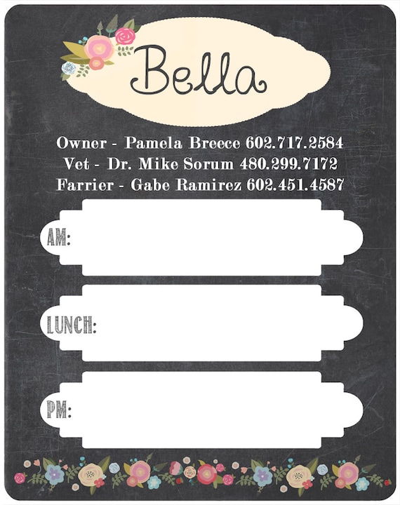 Horse Stall Card Template