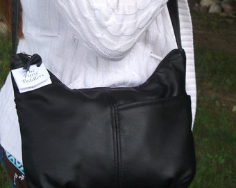 Special order for berttroll Black Leather Purse with a crossbody strap-leather purse -leather shoulder bag-black handbag-made USA Brenda sty