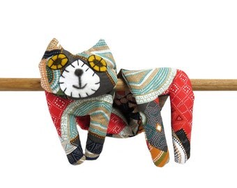 Flat Cat, Hot Cold Rice Bag, Microwave Neck Wrap, Rice Heating Pad, Hot Cold Therapy Pack, Grey Blue Red White Green Orange Dot Print