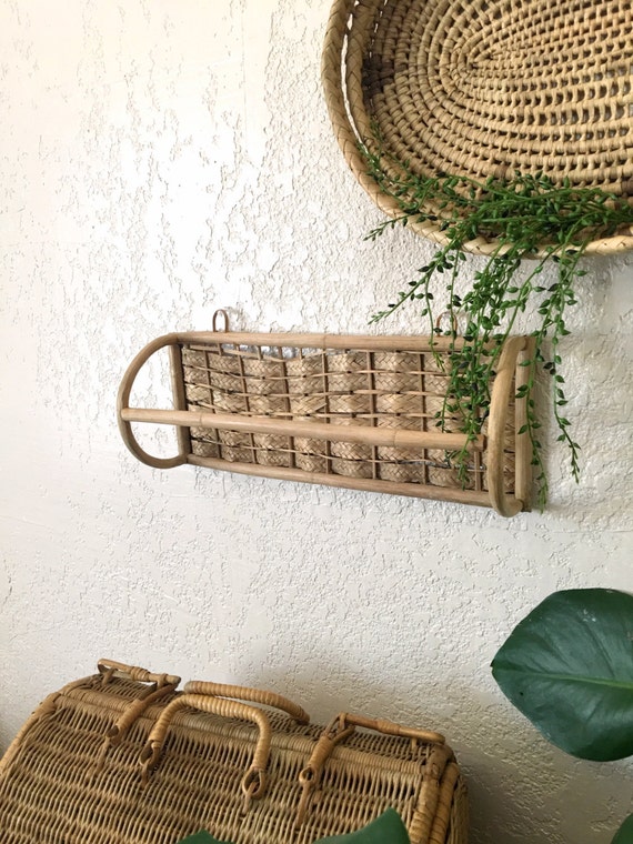 Boho Rattan Towel Wall Rack
