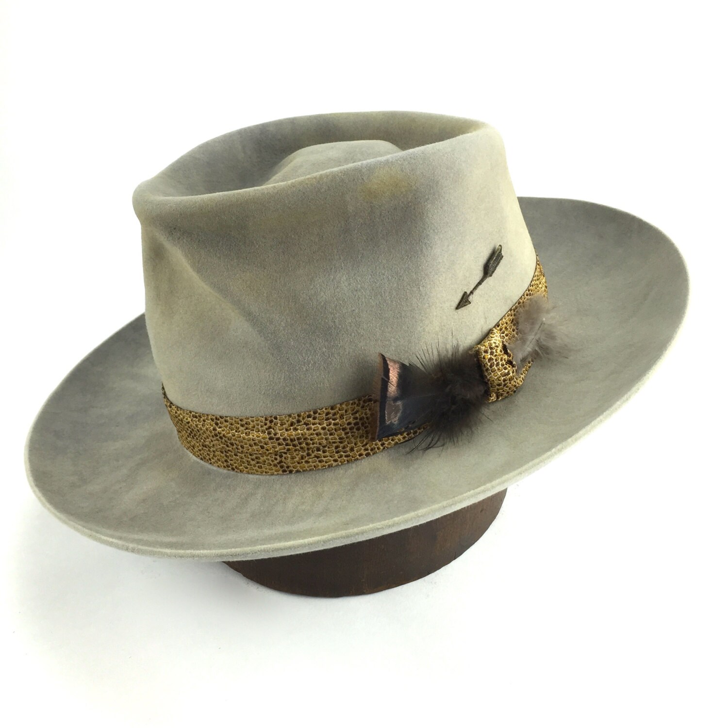 hand dyed beaver blend fur felt distressed western hat by hatWRKS
