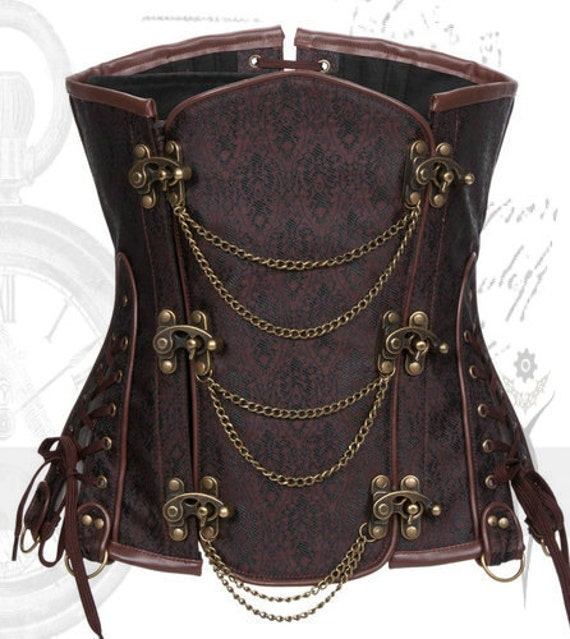 brown corset steampunk underbust corset under bust steampunk corset by TheAlteredCity steampunk buy now online
