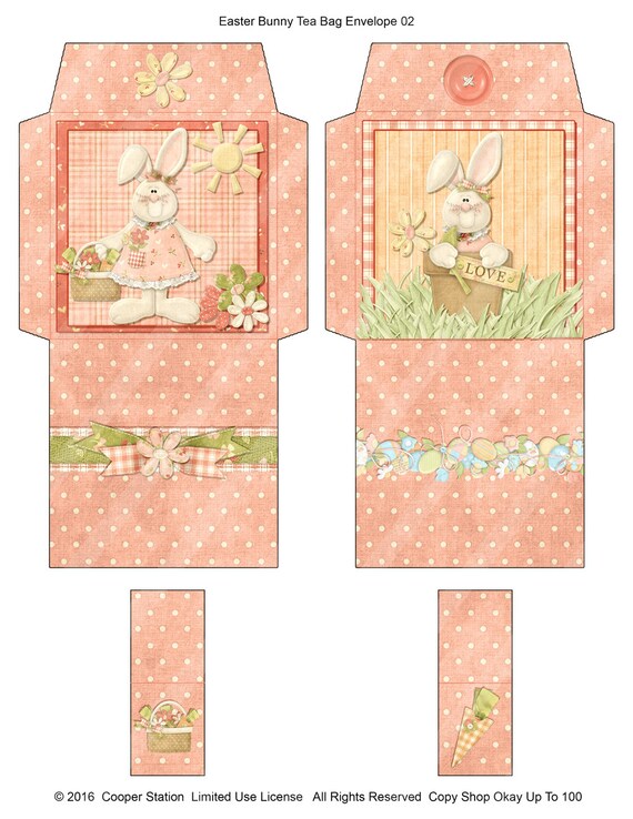 Digital Printable Easter Tea Bag Wrappers Envelopes