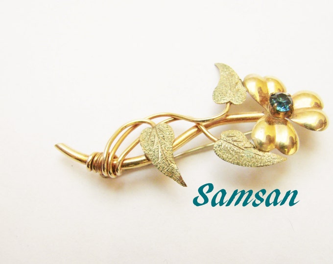 1940s Samsan Gold Filled Floral Brooch / Rose & Green Gold / Designer Signed / 1/20 GF 12KT Gold / Vintage Jewelry / Jewellery