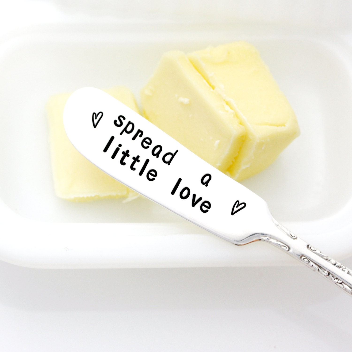 Spread A Little Love. Hand stamped butter spreader by milk