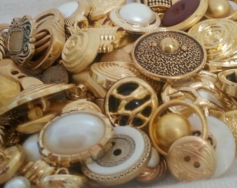 Vintage Golden button lot - 30 pcs grab bag - SALE