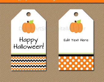 Printable Halloween Tags - Pumpkin Halloween Tags - Pumpkin Tags - Pumpkin Favor Tags - EDITABLE Halloween Gift Tags - Fall Gift Tags P1