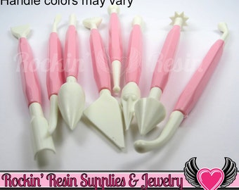 8 pc SCULPTING TOOL SET, polymer clay tools, fondant tools, modeling, shaping, sculpt, embossing tools