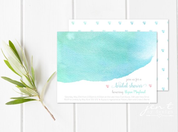 Watercolor Shower Invites - Blue