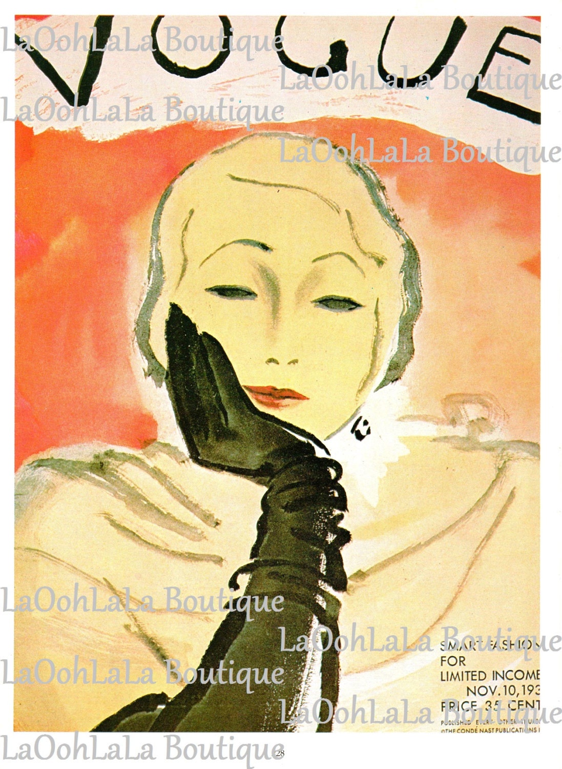 1930 Darling Dowager Vogue Cover Vintage 1980 Fashion Print