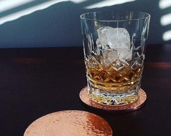 Copper Hammered Metallic Drinks Coasters