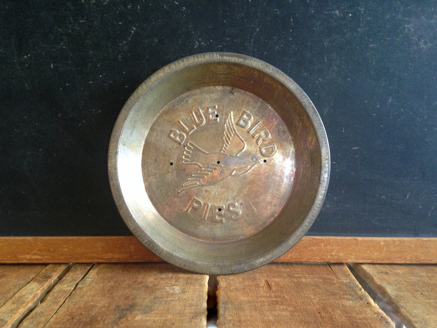 Vintage Blue Bird Pie Tin Vintage Pie Plate with Bird Pie