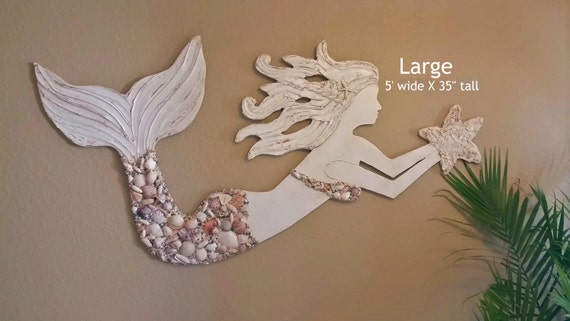 Mermaid Wall Art large Size Handmade Wood by LucyDesignsonline