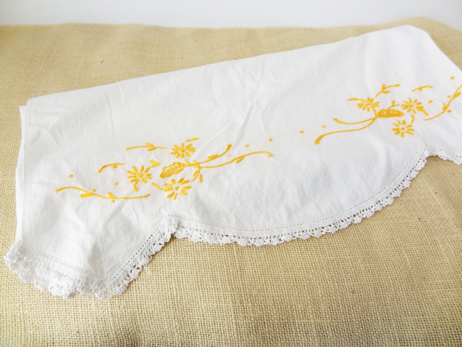 vintage pillowcase shabby chic boho bedding yellow embroidery vintage pillowcase shabby chic boho bedding yellow embroidery