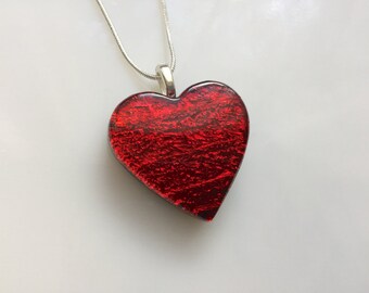 Dichroic Heart Pendant Fused Glass Jewelry by AngelasArtGlass