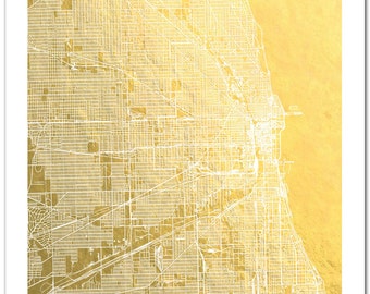 Chicago Map, Chicago Print, Gold Foil Print, Gold Foil Map™, Chicago Street Map Wall Art, Chicago Map Art, Christmas Gift, Gift for Traveler