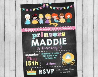 Girl Princess Birthday Invitation | Girl Birthday Invitation | Princess Birthday Invitation | Girl Birthday Invitation