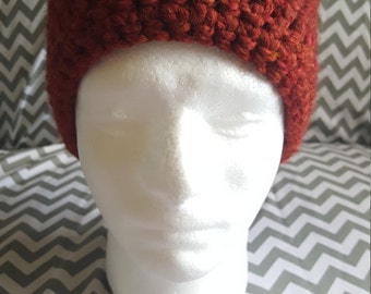 Men's Over-sized Orange Crochet Beanie