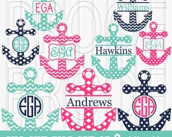Monogram SVG Files Set includes 9 cutting files {SVG/JPG formats} Commercial use ok! anchor svg Monogram ready chevron svg dots moroccan