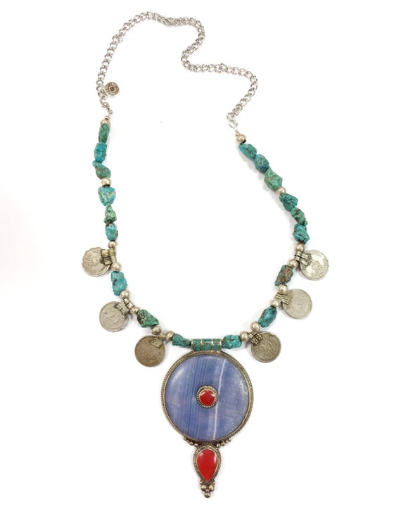 Minerva necklace BLUE LACE AGATE Natural raw Morenci