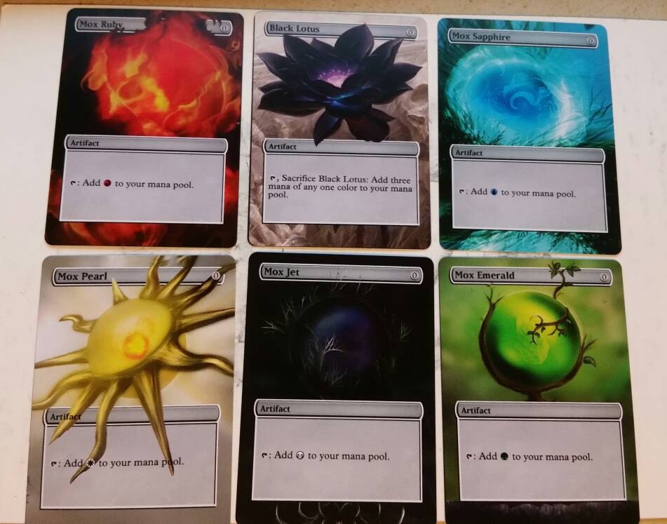 Proxy altered art Black Lotus Mox Ruby Mox Emerald Mox by MTGKUN