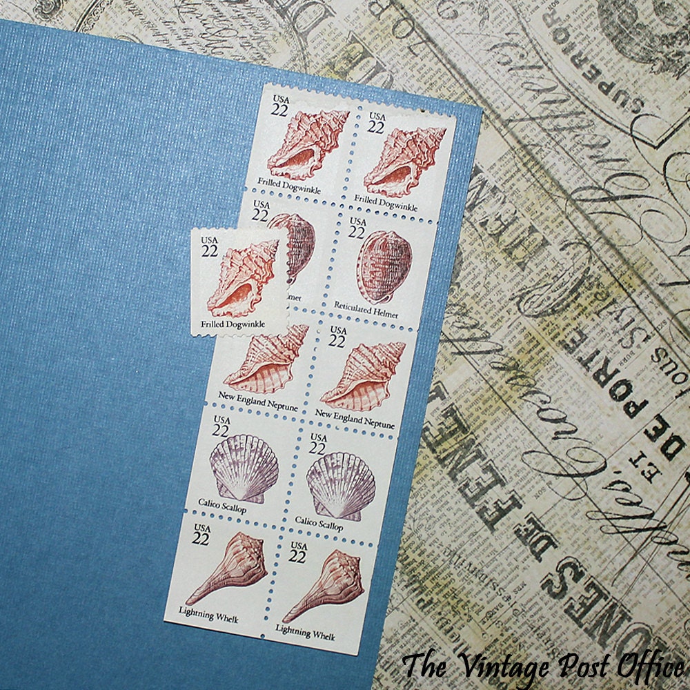 22c Seashell Stamps .. Vintage Unused US Postage Stamps