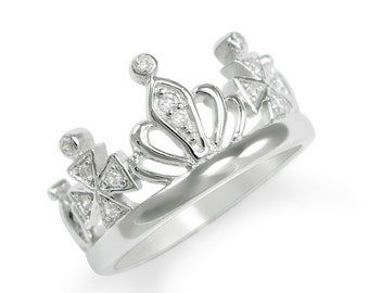 Zeta Tau Alpha Sterling Silver Crown Ring with CZs // Sorority jewelry // Gifts for Her // Sorority gifts // Big and Little // ΣΑΙ Jewelry