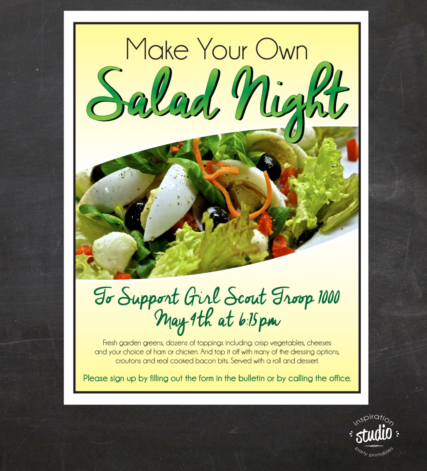 Salad Bar Make Your Own Salad Night Flyer by jjinspirationstudio