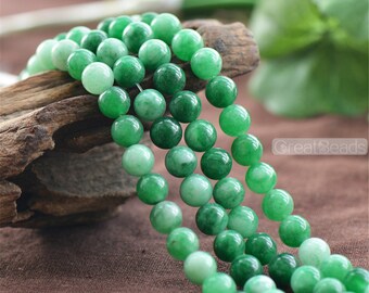 Grade A Natural Multi Tones Green Jade Beads 6mm 8mm 10mm 12mm Smooth Polished Round 15 Inch Strand JA26 Wholesale Beads