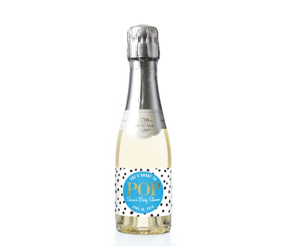 About To Pop Mini Champagne Labels - Baby Shower Favors - Champagne Bottle - Printable Baby Sprinkle Decorations - Label Stickers