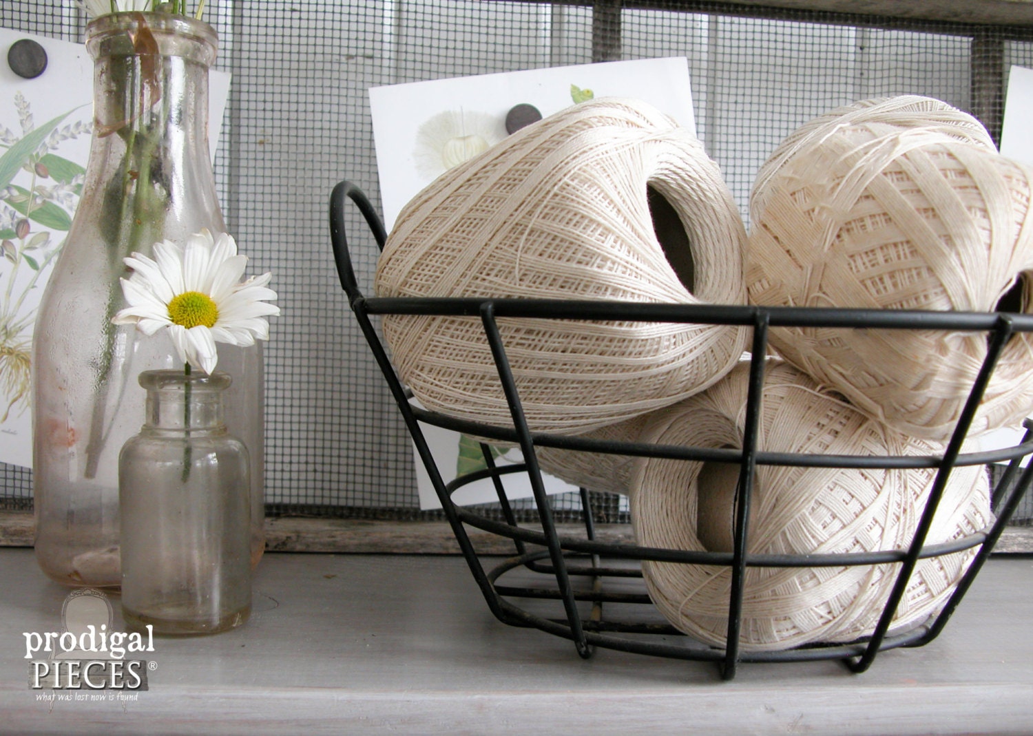 Vintage Heavy Black Wire Basket Repurposed Lighting Kitchen
