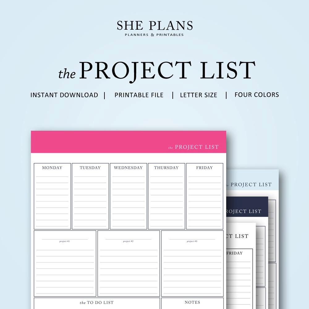 the Project To Do List Instant Download by ShePlans on Etsy