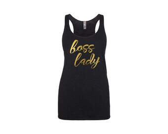 Boss Lady Tank Top, Boss Lady Shirt, Boss Lady, Entrepreneur Shirt, Etsy Shop Owner, Hustle Gift, Workout Shirt, Workout Tank, Black Tank